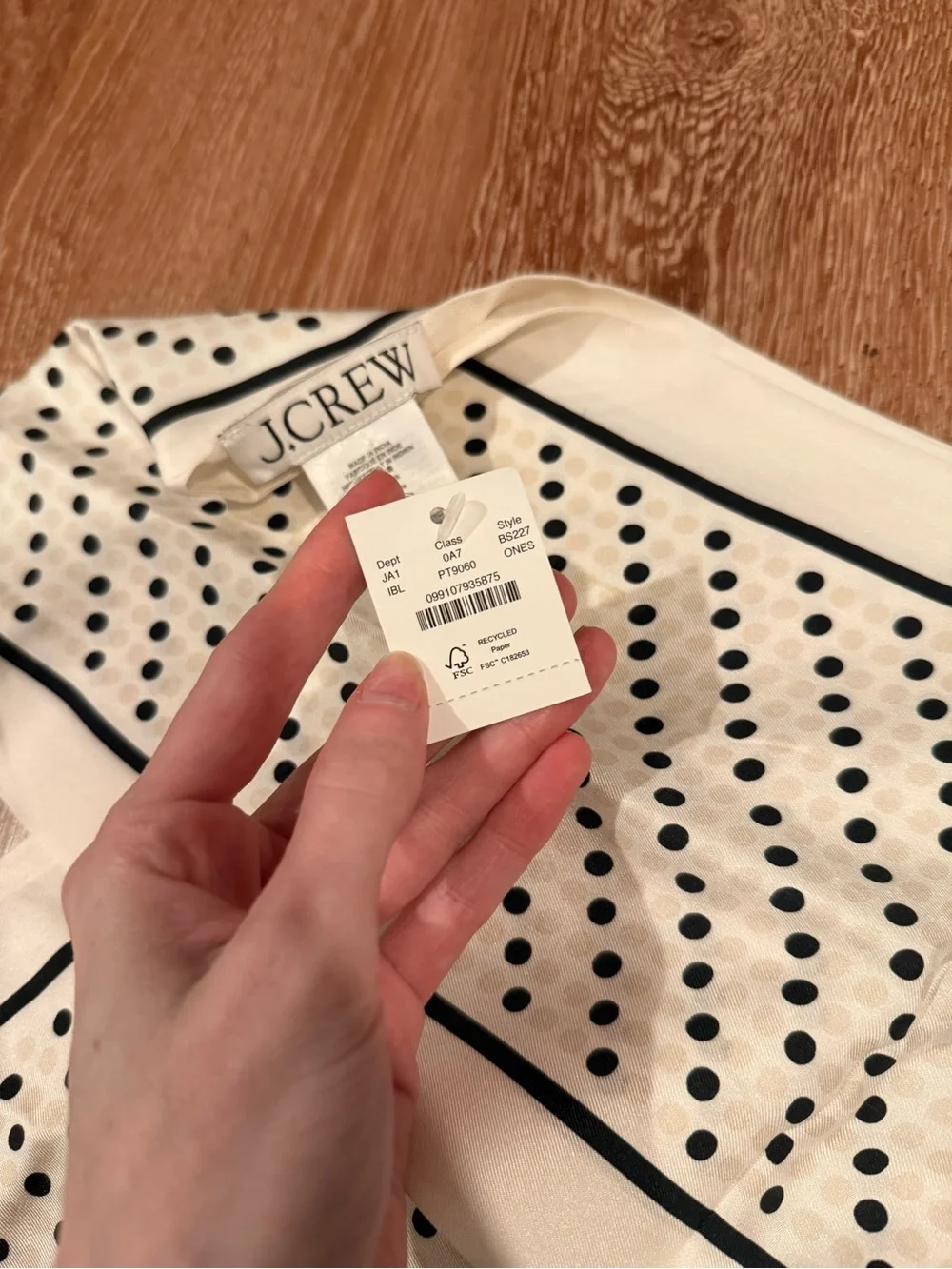 J. Crew 100% silk polka dot scarf  Brand new condition